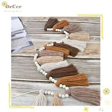 DrCor Boho Yarn Tassel Garland Terracotta Rainbow Bunting Banner Wall Hanging Nursery Decor for Classroom Party Kids Bedroom Dorm Office Birthday Baby Shower Decor