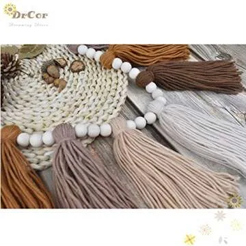 DrCor Boho Yarn Tassel Garland Terracotta Rainbow Bunting Banner Wall Hanging Nursery Decor for Classroom Party Kids Bedroom Dorm Office Birthday Baby Shower Decor