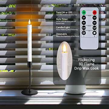 5plots Flameless Taper Candles with Remote Control