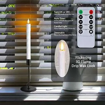 5plots Flameless Taper Candles with Remote Control