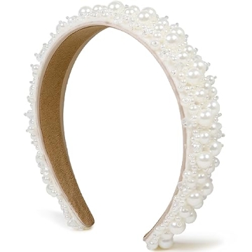 WOVOWOVO Women's Pearl Bridal Headband - Elegant Hair Hoop for Wedding
