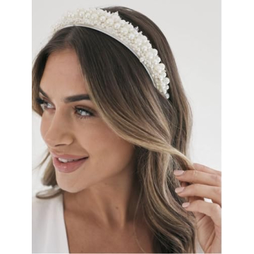 WOVOWOVO Elegant Pearl Bridal Headband for Weddings