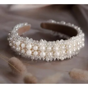 WOVOWOVO Elegant Pearl Bridal Headband for Weddings