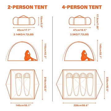Lightweight Backpacking Tent for 2-4 People