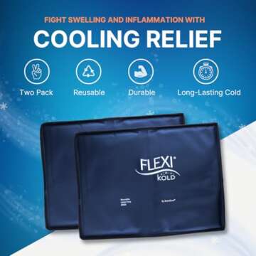 2 FlexiKold Gel Ice Packs - Reusable Cold Pack for Injuries and Pain Relief