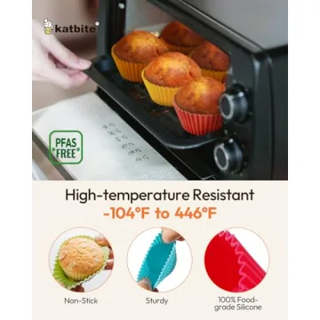 katbite Silicone Baking Cups - Reusable Non-Stick 24 Pack