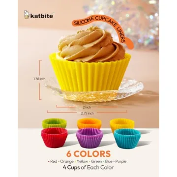 katbite Silicone Baking Cups - Reusable Non-Stick 24 Pack