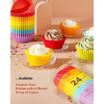 katbite Silicone Baking Cups - Reusable Non-Stick 24 Pack
