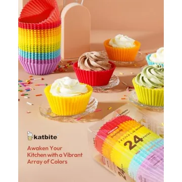 katbite Silicone Baking Cups - Reusable Non-Stick 24 Pack