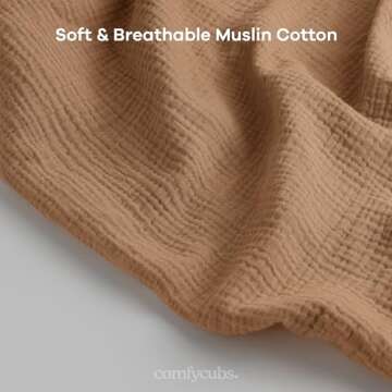 Comfy Cubs Muslin Nursing Cover - 100% Muslin Breastfeeding Cover for Moms - Soft & Breathable Baby Nursing Scarf with Adjustable Neck Strap - Portable, Lightweight & Privacy Coverage - Cedar