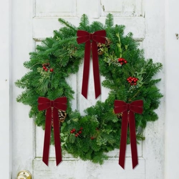 Goemus 12 Pcs Velvet Christmas Tree Bows for Decor