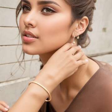 Dainty Gold Bar Bracelet 18K Gold Plated Handmade Cuff