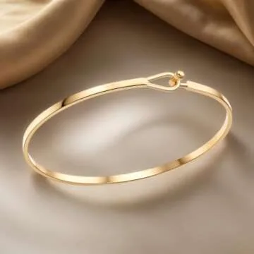 Dainty Gold Bar Bracelet 18K Gold Plated Handmade Cuff