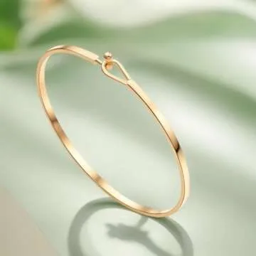 Dainty Gold Bar Bracelet 18K Gold Plated Handmade Cuff