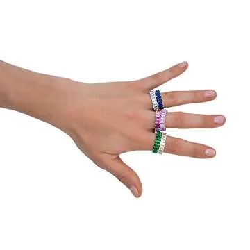 Maya J Eternity Ring - Exquisite Emerald-Cut Jewelry