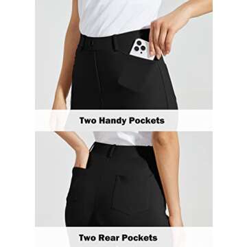 Willit 30" Women's Yoga Dress Pants Bootcut Work Slacks Stretch Office with Belt Loops 4 Pockets Regular Black M