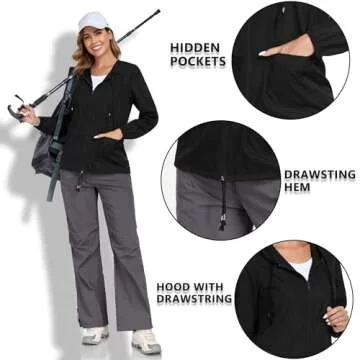 JTANIB Packable Rain Jacket for Women - Lightweight & Waterproof