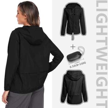 JTANIB Packable Rain Jacket for Women - Lightweight & Waterproof