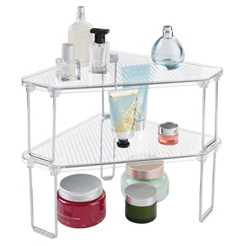 mDesign Corner Stackable Rack Storage Organizer for Bathroom