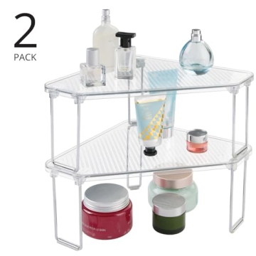 mDesign Corner Stackable Rack Storage Organizer for Bathroom
