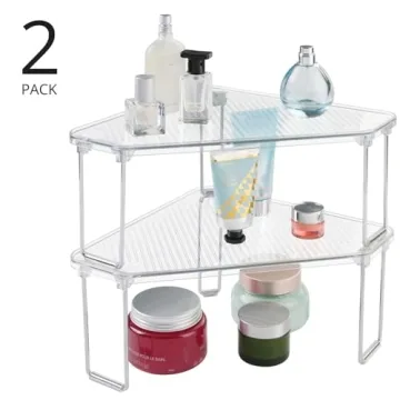 mDesign Corner Stackable Rack Storage Organizer for Bathroom