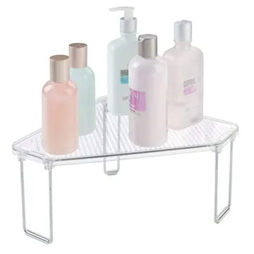 mDesign Corner Stackable Rack Storage Organizer for Bathroom