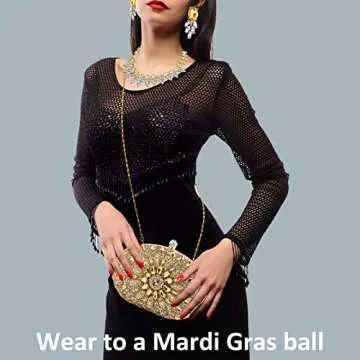 LADIHAB Crystal Clutch Purse Jeweled Purses Rhinestone Clutch for Women Bling Glitter Diamond Bag Purse Evening Bag For Party (Round Gold)