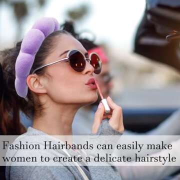 Skincare Headband for Washing Face, Spa Makeup Headbands for Women Girls Wash Face or Facial, Thick Hair Cute Puffy Sponge Bubble Hairband Yoga Sports Shower Head Band Headwear (Purple)