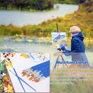 60 Pcs Paint Brushes,Round Flat Small Brush Bulk for Detail Painting