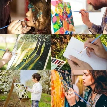 60 Pcs Paint Brushes,Round Flat Small Brush Bulk for Detail Painting