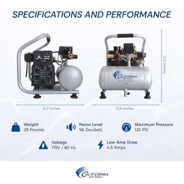 California Air Tools Ultra Quiet Air Compressor 1 Gallon