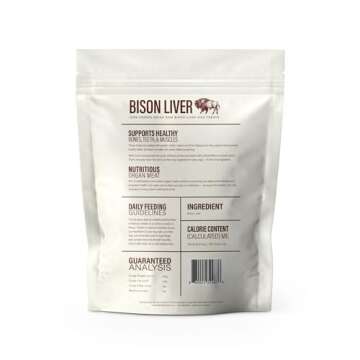 360 Pet Nutrition Freeze-Dried Bison Liver Dog or Cat Treats/Bites, 1-Ingredient, High Protein, No G...