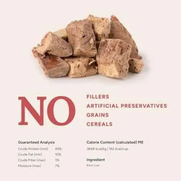 360 Pet Nutrition Freeze-Dried Bison Liver Dog or Cat Treats/Bites, 1-Ingredient, High Protein, No Grain, Made in USA, All-Natural, 4 oz (Bison Liver), Healthy, Training Snacks, Premium Quality.