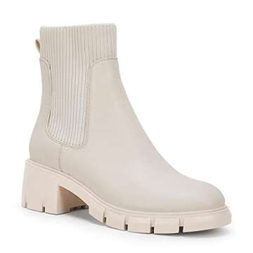 Ruanyu Womens Lug Sole Platform Ankle Boots Elastic Chunky Block Heel Non-Slip Combat Comfortable Ch...