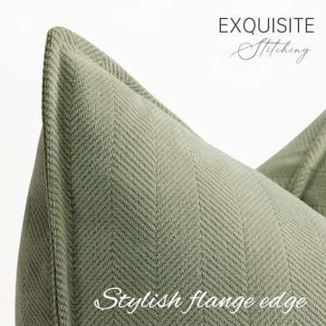 ZWJD Sage Green Pillow Covers 16x16 Set of 2 Chenille Throw Pillow Covers with Elegant Design Soft a...