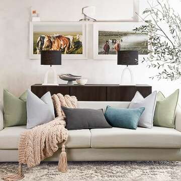 ZWJD Sage Green Pillow Covers 16x16 Set of 2 Chenille Throw Pillow Covers with Elegant Design Soft and Luxurious Decorative Throw Pillows for Couch, Bed, and Home Decor