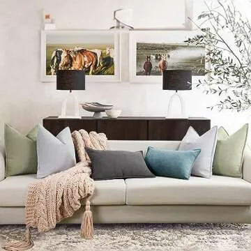 ZWJD Sage Green Pillow Covers 16x16 Set of 2 Chenille Throw Pillow Covers with Elegant Design Soft and Luxurious Decorative Throw Pillows for Couch, Bed, and Home Decor