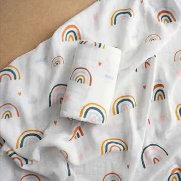 Little Jump Soft Muslin Swaddle Blankets - Rainbow Design