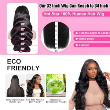 HOT STAR 210% Density HD 13x6 Lace Front Wigs Human Hair Pre Plucked Glueless Body Wave Human Hair Wigs for Black Women HD Lace Frontal Wigs 100% Human Hair 32 Inch