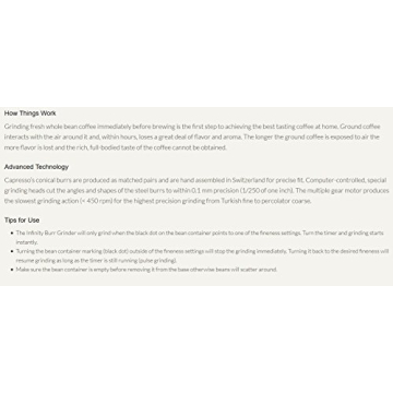 Capresso Infinity Burr Grinder - Perfect Grind Every Time