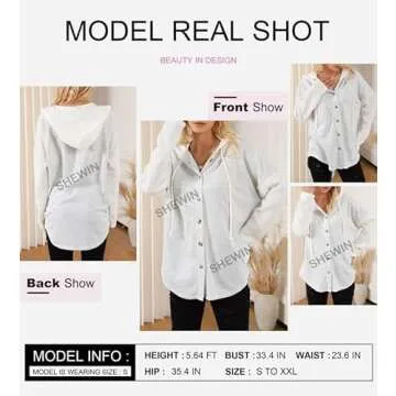 SHEWIN Womens Oversized Sweatshirt Hoodies Casual Long Sleeve Solid Button Down Hooded Jackets for Women Casual Fall Outfits with Pockets,(US 12-14) L,Gray