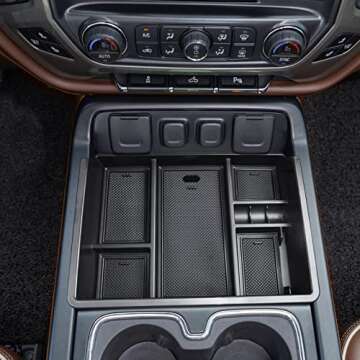 EDBETOS Console Organizer Compatible with 2014-2018 Chevy Silverado/GMC Sierra 1500 and 2015-2019 Silverado/Sierra 2500HD/3500HD Accessories Compartment Insert Tray - Full Console w/Bucket Seats ONLY