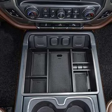EDBETOS Console Organizer Compatible with 2014-2018 Chevy Silverado/GMC Sierra 1500 and 2015-2019 Silverado/Sierra 2500HD/3500HD Accessories Compartment Insert Tray - Full Console w/Bucket Seats ONLY