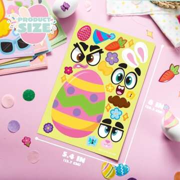 JOYIN 24 PCS Easter Match Make a Face Stickers with Easter Egg Themed Chick Bunny Sheep Egg Pattern, Stickers for Kids, Decorations for Water Bottle, Basket Stuffers, Classroom Gifts
