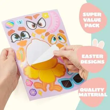 JOYIN 24 PCS Easter Match Make a Face Stickers with Easter Egg Themed Chick Bunny Sheep Egg Pattern, Stickers for Kids, Decorations for Water Bottle, Basket Stuffers, Classroom Gifts