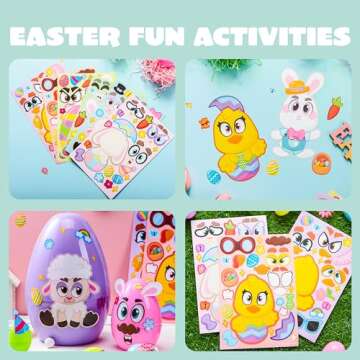 JOYIN 24 PCS Easter Match Make a Face Stickers with Easter Egg Themed Chick Bunny Sheep Egg Pattern, Stickers for Kids, Decorations for Water Bottle, Basket Stuffers, Classroom Gifts