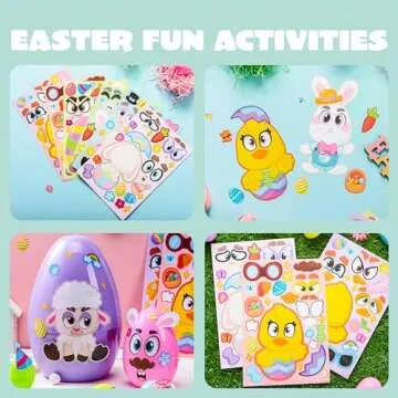 JOYIN 24 PCS Easter Match Make a Face Stickers with Easter Egg Themed Chick Bunny Sheep Egg Pattern, Stickers for Kids, Decorations for Water Bottle, Basket Stuffers, Classroom Gifts