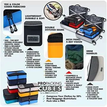 PRO Packing Cubes for Travel | 10 Piece Luggage Organizer Set | Premium Quality Travel Cubes for Packing Suitcase, Carry-on, Bags and Backpack - Mixed Colors