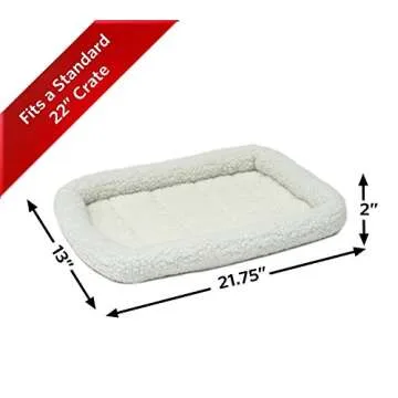 MidWest Homes for Pets Bolster Dog Bed 22L-Inch White Fleece Dog Bed or Cat Bed w/ Comfortable Bolst...