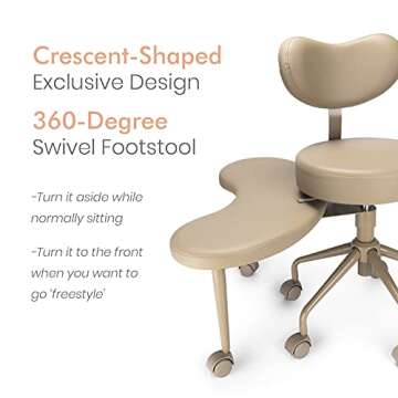 Pipersong Meditation Chair Plus, Cross Legged Chair with Wheels, ADHD Chair, Criss Cross Desk Chair with Lumbar Support and Adjustable Stool, Flexible Design for Fidgety Sitters, Tan